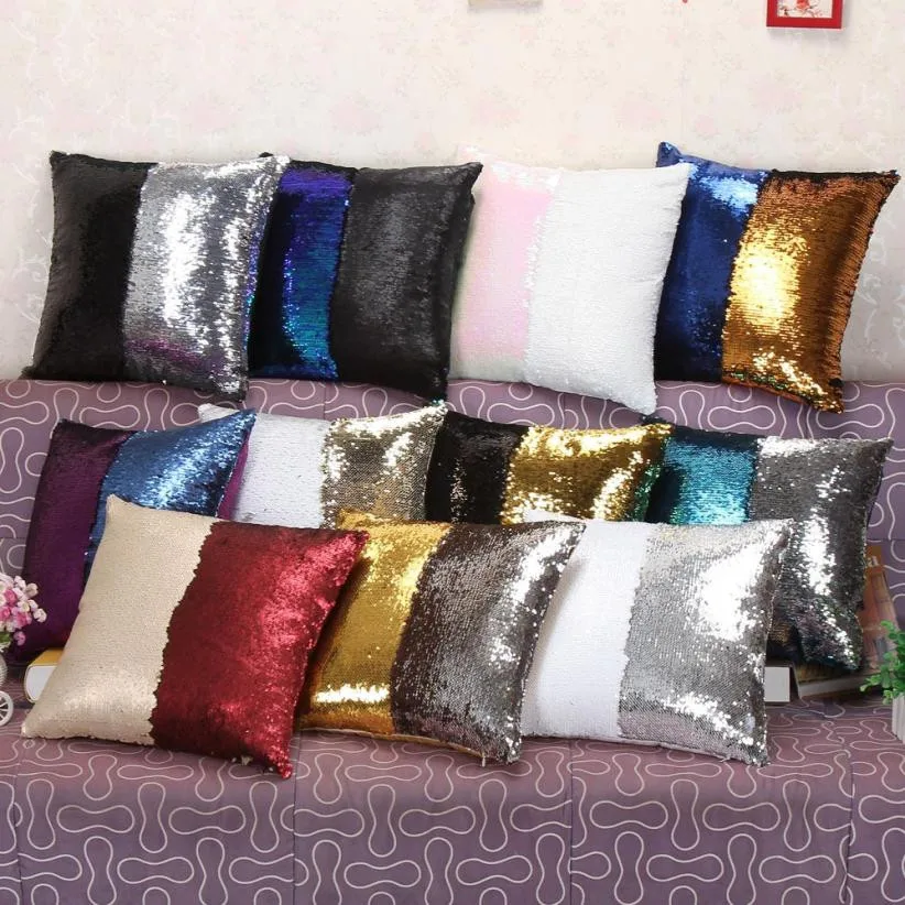 

Reversible Glitter Sequin Cushion Cover Magical Color Changing Sequin Throw Pillow Case Home Decor Decorative Pillowcases #5$