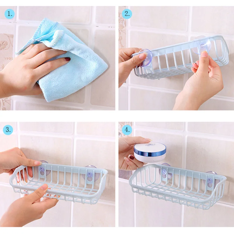 الحمام المنظم البلاستيك الحمام الرف الالتصاق Badkamer Rek التخزين دش الرف الديكور rangement سال دي باين