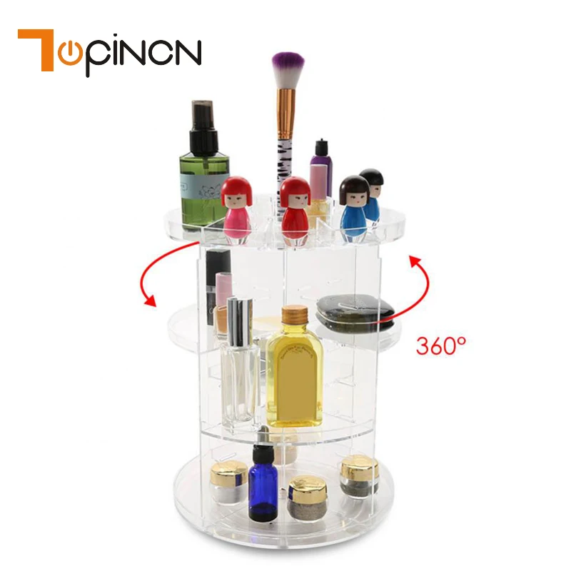 360 Rotating 3 Layers Makeup Organizer Manicure Nail Polish Rack