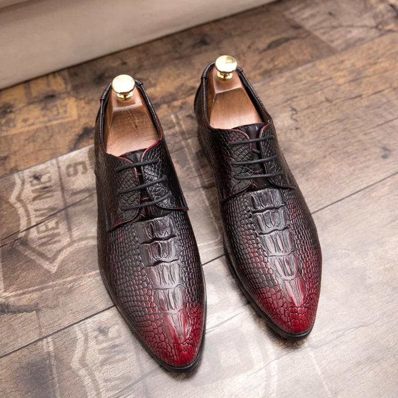 designer snake skin formal leather men shoes crocodile pattern dress wedding male footwear pointed toe brogue oxfords for men (24)