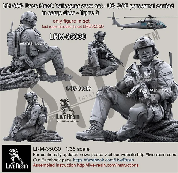 

IN STOCK Live Resin LRM-35030 1/35 HH-60G Pave Hawk Helicopter Crew Set