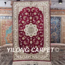 Yilong 2.5 'x" персидский шелковый ковер красный Vantage изысканный турецкий Тебриз Шелковый небольшой ковер(j15b2.5x4