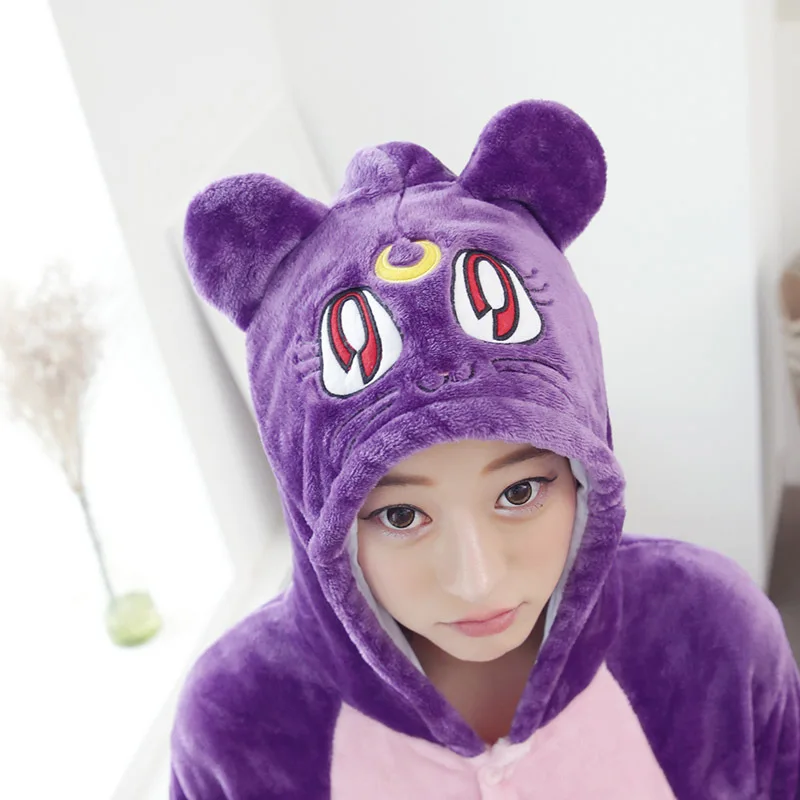 

Purple Moon Cat Adult Kigurumi Onesie Women Animal Costume Fancy Soft Anime Cosplay Onepiece Winter Jumpsuit