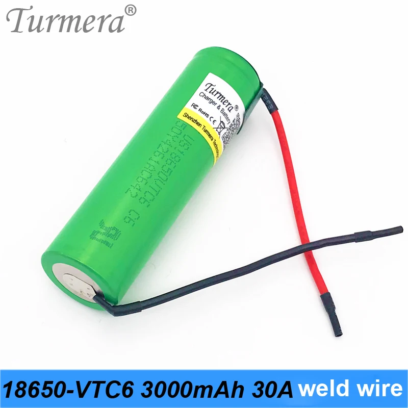 Оригинальный аккумулятор Turmera us18650vtc6 vtc6 30a 18650 3000 мАч для аккумулятора отвертки