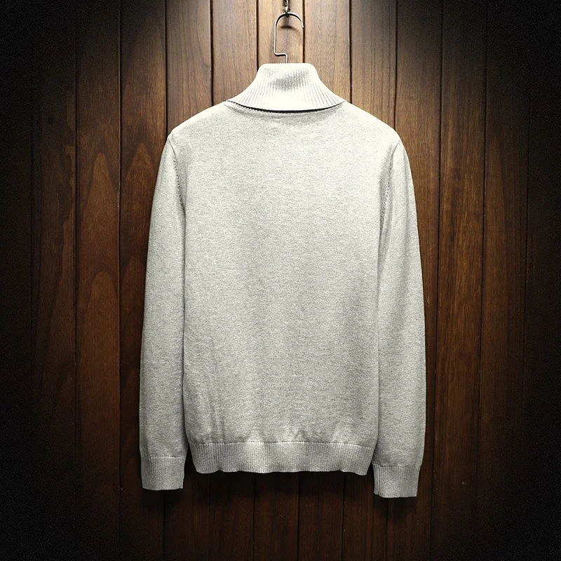 Новинка Осень Зима брендовая одежда мужская водолазка Slim Fit пуловер для мужчин сплошной цвет синий черный серый вязаный мужской свитер