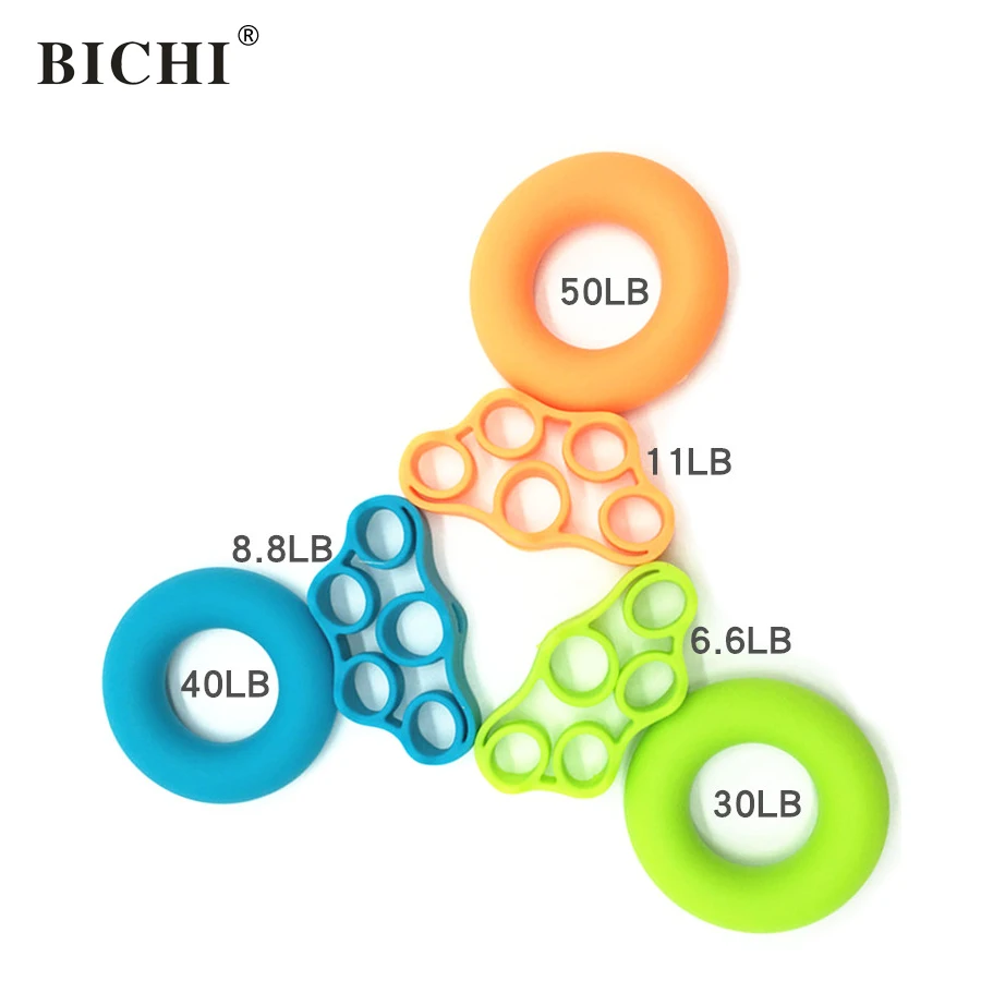 BICHI 2pcs 30-50LB Silicone Grip Ring Hand Finger Trainer Exercise Gym Fitness Puller Exerciser | Спорт и развлечения