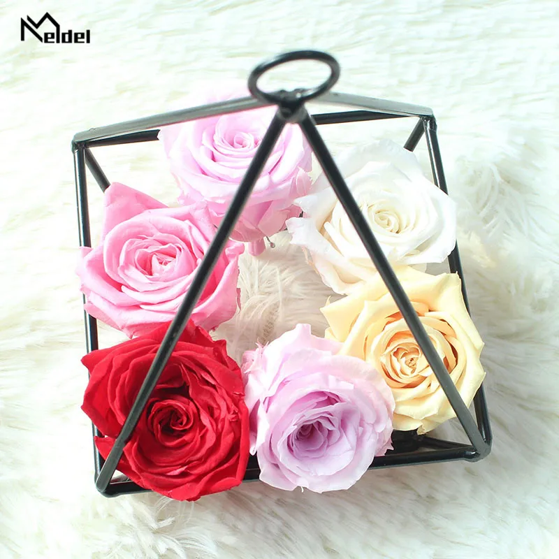 Meldel 8PCS/BOX High Quality Preserved Flowers 4-5CM B Grade Immortal Rose Mothers Day Gift Eternal Life Flower Material Box |