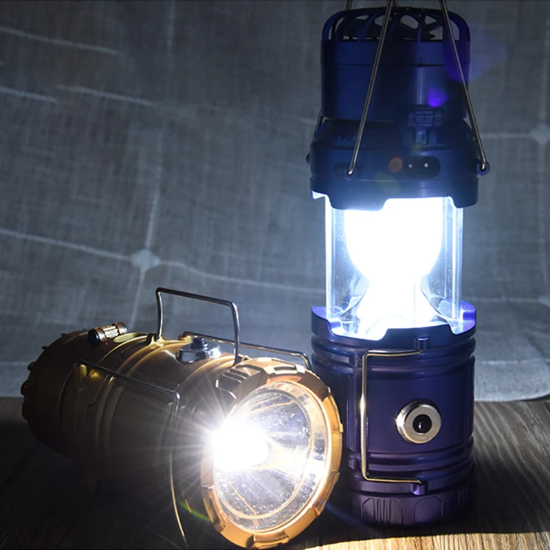 This LED solar foldable rechargeable flashlight has a fan to keep a nice breeze going on those hot nights. Perfect for camping or emergency situations. Use as a lantern, lamp or flashlight.