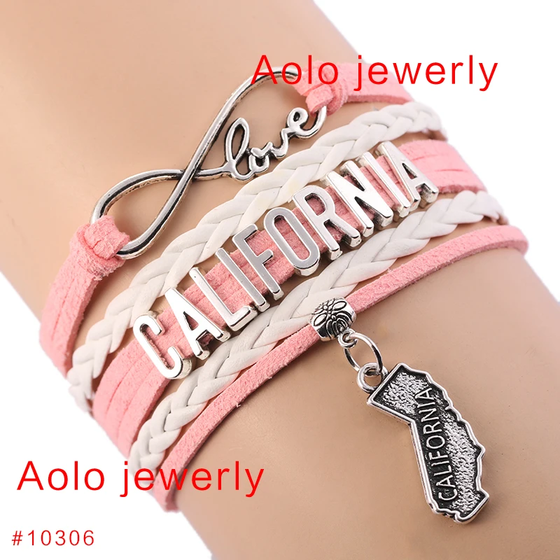 California Bracelet Best Bracelets 6pcs Lot California State Geography Infinity Charm Bracelet Choose