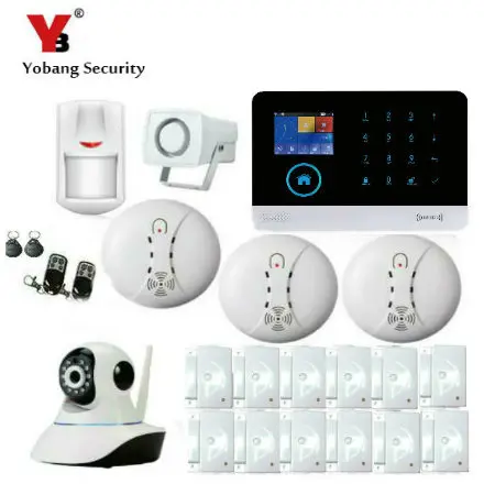 YobangSecurity WiFi GSM GPRS RFID домашняя охранная сигнализация домашняя система видеонаблюдения беспроводная ip-камера сирена датчик дыма - Цвет: C KIT