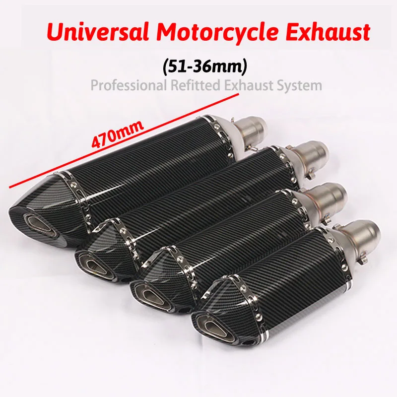 

370mm 310mm Motorcycle muffler pipe motogp cbr cqr yzf Akrapovic accessories escape de moto ktm 36-51mm R1 250cc 350cc 600cc