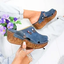 High heels sandals women summer bohemian platform beach slippers sexy wedges ladies pumps big size roman shoes flip flops