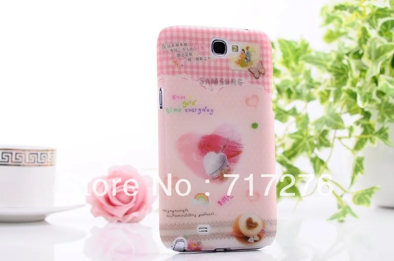 Hot sale ! Noctilucent Cartoon love Phone Case for Samsung Galaxy Note 2 N7100 10pcs/lot Free Shipping |