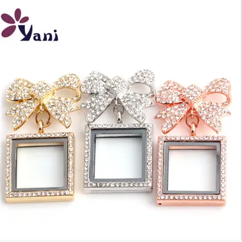 

10pcs Rhinestone Bowknot Square Perfume Bottle Locket Brooches for Women Men Clothing Accessories Brooch Corsage Suit Lapel Pins