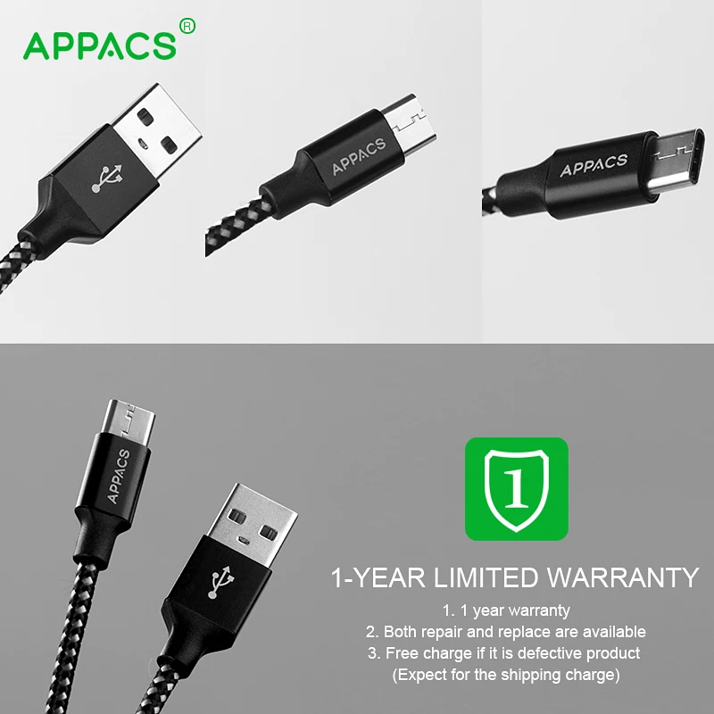 APPACS 4 шт usb type-c кабель для быстрой зарядки USB C кабель usb type C для samsung S8 USB C кабель для синхронизации данных