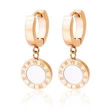 Серьги из розового золота, новые модные ювелирные изделия из раковин, женские римские серьги цифры,, серьги из нержавеющей стали для женщин