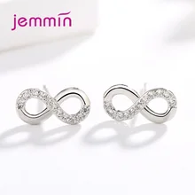 Очаровательные 925 пробы серебряные Простые серьги с бантом Бесконечность для женщин модные свадебные ювелирные изделия с бантом CZ Циркон Brincos Mujer