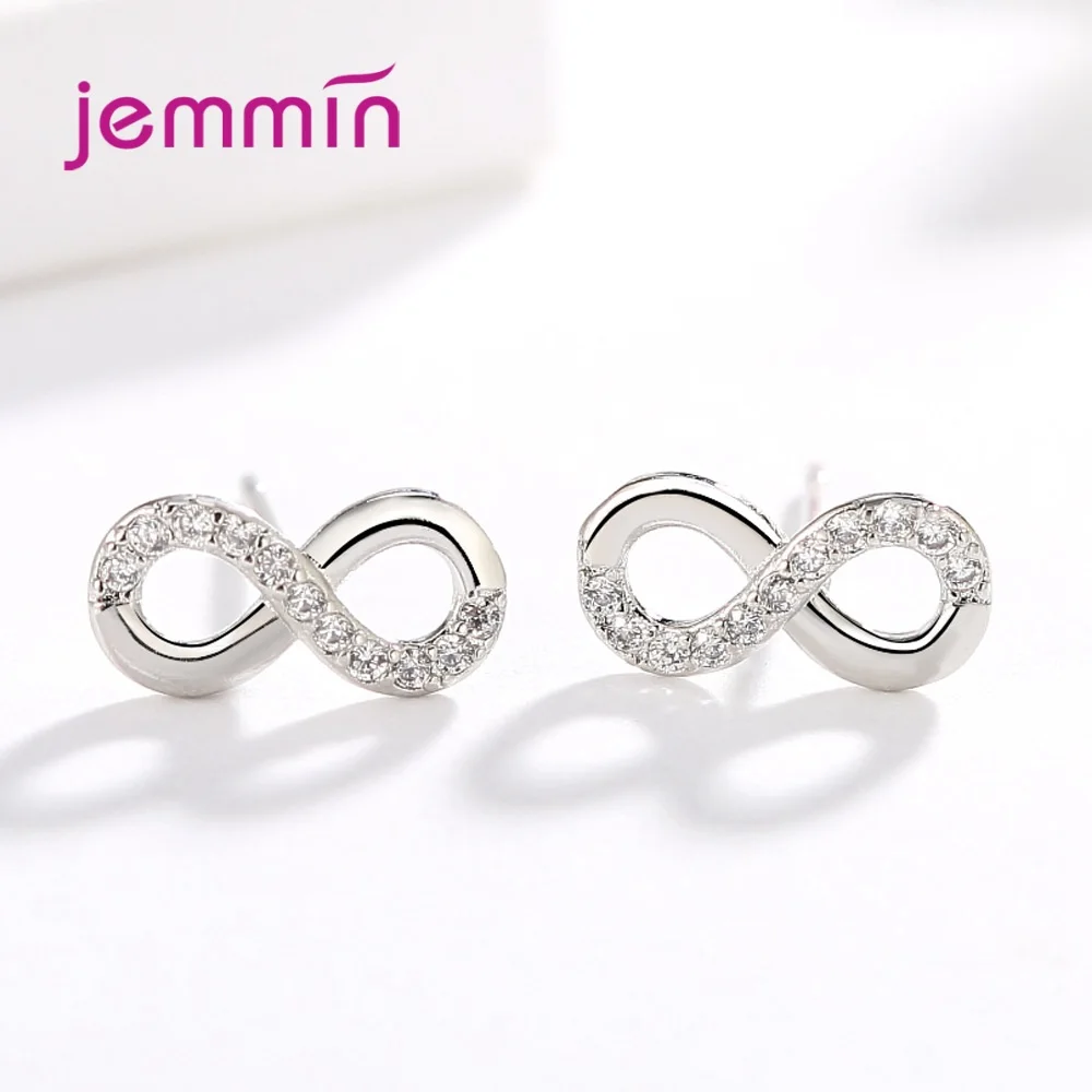 

Charm 925 Sterling Silver Simple Bowknot Infinity Earrings for Women Fashion Wedding Jewelry Bowtie CZ Zircon Brincos Mujer
