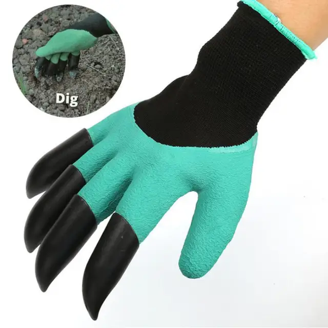 2018 Garden Gloves with 4 ABS Plastic Claws for garden Digging Planting 1 pair Drop