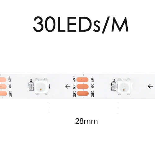 WS2812B Светодиодные ленты DC 5V чёрно-белые печатные платы умный прибор приемно-пикселей WS2812 IC 30/60/144 светодиодный s 17Key бар RGB 50 см 1 м 2 м 3 м 4 м 5 м - Испускаемый цвет: White 30 LED