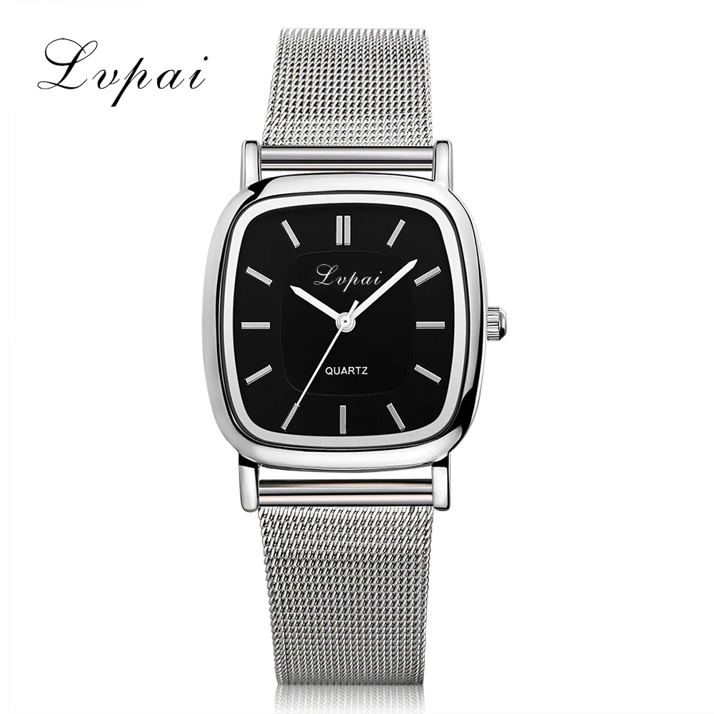 

Lvpai Luxury Fashion Watch Women Stainless Steel Black Square Dial Casual Bracelet Quartz Wrist Watches Montre Femme LP164