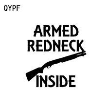 Qypf 13.1 cm * 13.5 cm armado redneck dentro do carro de vinil engraçado-estilo do carro adesivo decalque preto prata C15-2600