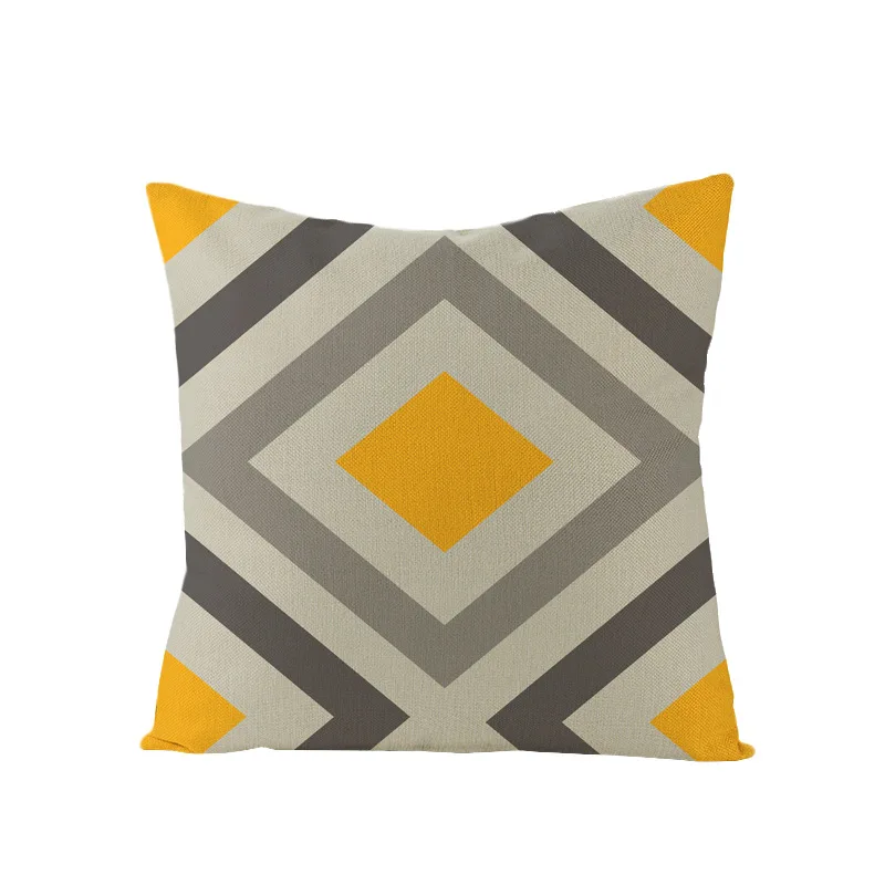 Геометрическая желтая льняная наволочка 45x45 см Скандинавское украшение домашняя Подушка с узором в виде квадратов Чехлы для гостиной софа, кресло, сидение - Цвет: 2