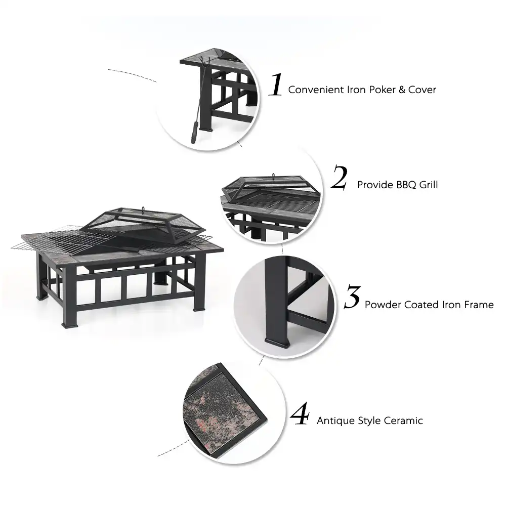 Ikayaa Metal Outdoor Fireplace Garden Backyard Fire Pit Patio