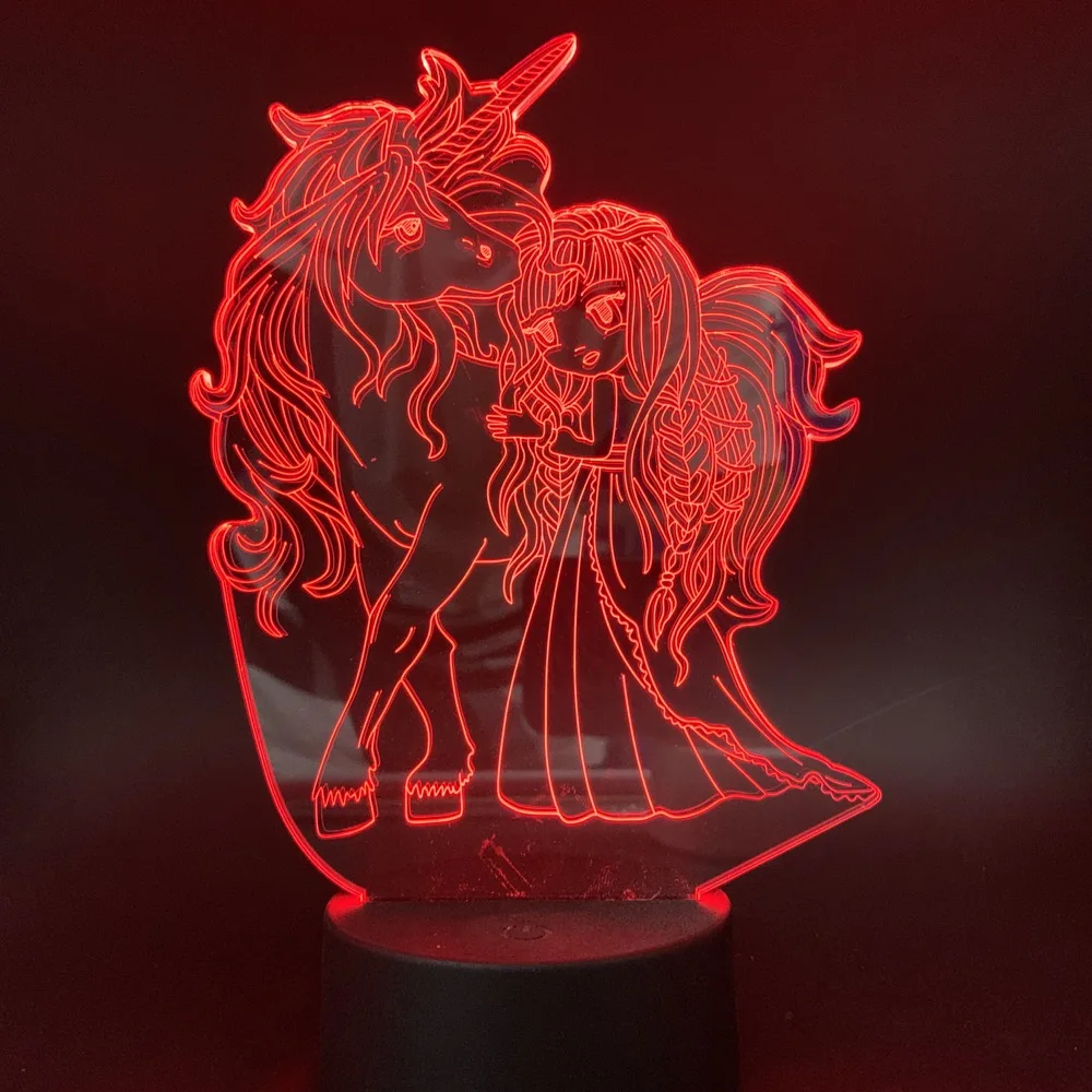 

Night Light Lamp with Sensor Maiden Unicorn Propitious Best Gift for Girls Visual Effect USB Chrismas Halloween 3d Illusion Lamp