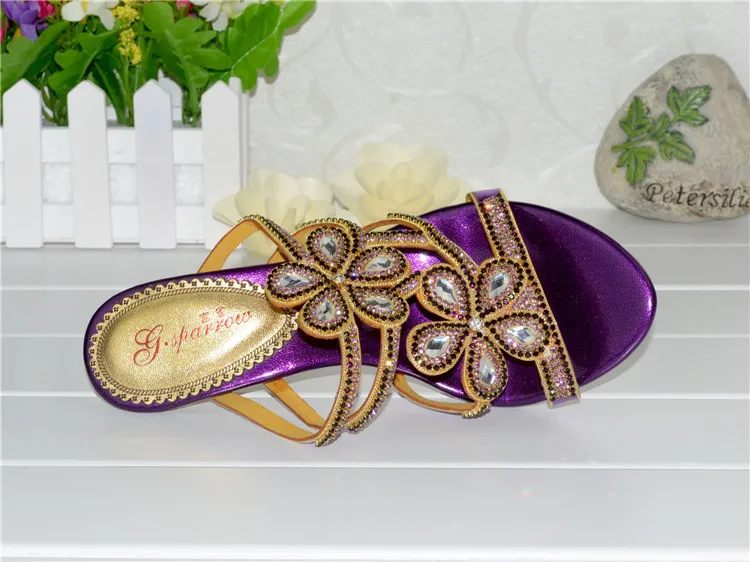G-SPARROW 2017 Summer New Purple Luxury Diamond High Heeled Slippers Ladies Crystal Buy Large Size Womens Shoes Online-10