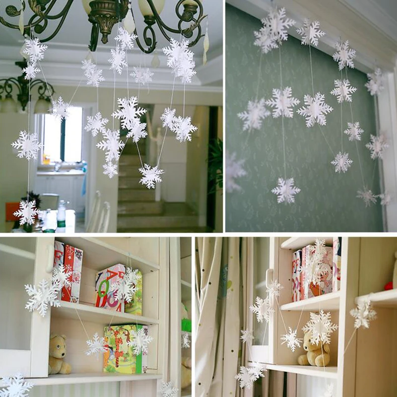 3Meters Artificial snow Frozen white Snowflakes wall Hanging Paper string decor For Party/ Wedding /Christmas Decoration 3Meters Artificial snow Frozen white Snowflakes wall Hanging Paper string decor For Party/ Wedding /Christmas Decoration