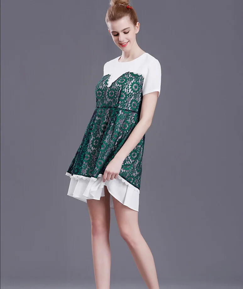 women o neck spliced lace dress 9_