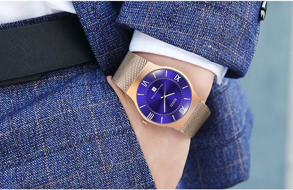 Fashion Mens Watches Top Brand Luxury Quartz Watch For Men Casual Slim Mesh Steel Waterproof Sports Watch Relogio Masculino 2019 (12)