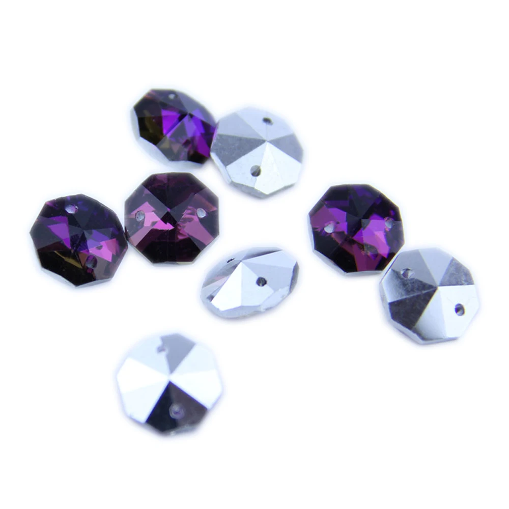 

Violet With Silver Back 14mm Home Party Decoaration Crystal Octagon Beads For Wedding Birthday Party Decoration