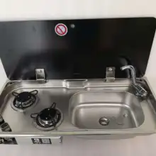 Лодка Караван RV Кемпер 2 горелки LPG газовая плита конфорка и комбинированная раковина с закаленным Стекло Топ 775*365*150/120 мм GR-904RS