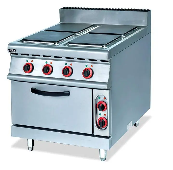 Eletric 4 rectangular hot plates stainless steel cooktop with BBQ