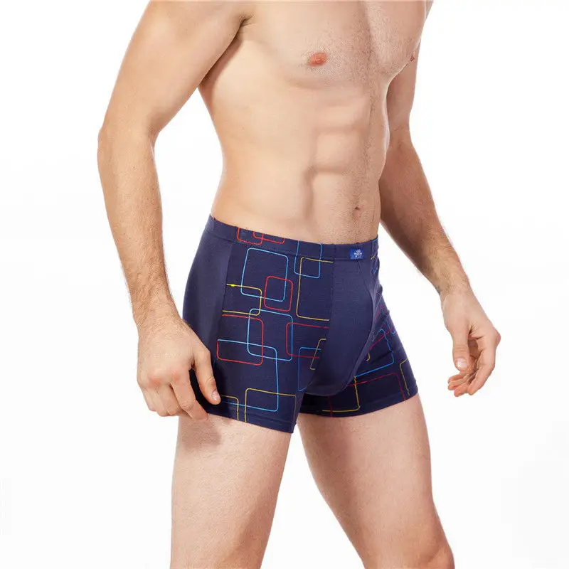 XXL 7XL Men Underwear Boxers Shorts Man Elastic Waist Printed Modal