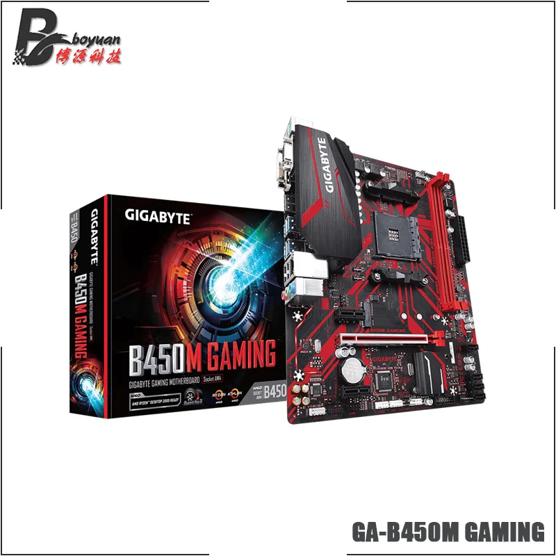 Gigabyte GA B450M GAMING(rev. 1,0) AMD B450/2-DDR4 DIMM/M.2/USB3.1/Micro-ATX/New/Max-32G двухканальная материнская плата AM4