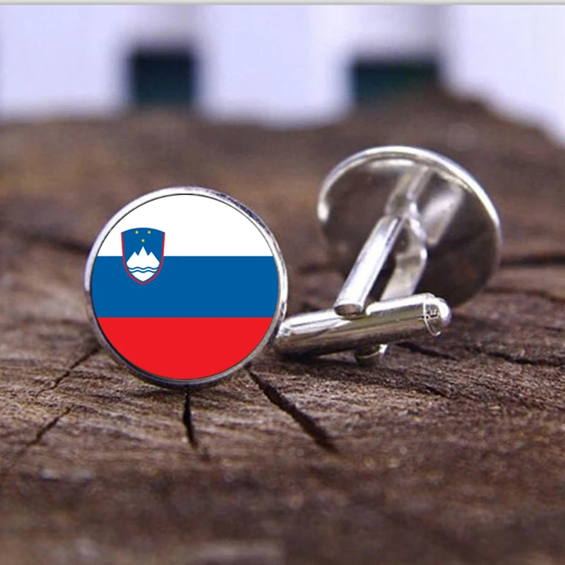 Classic National Flag Of Slovenia Cufflinks For Men High Quality Bronze Black Silver Plated Glass Dome Cuff Buttons Jewelry | Украшения и