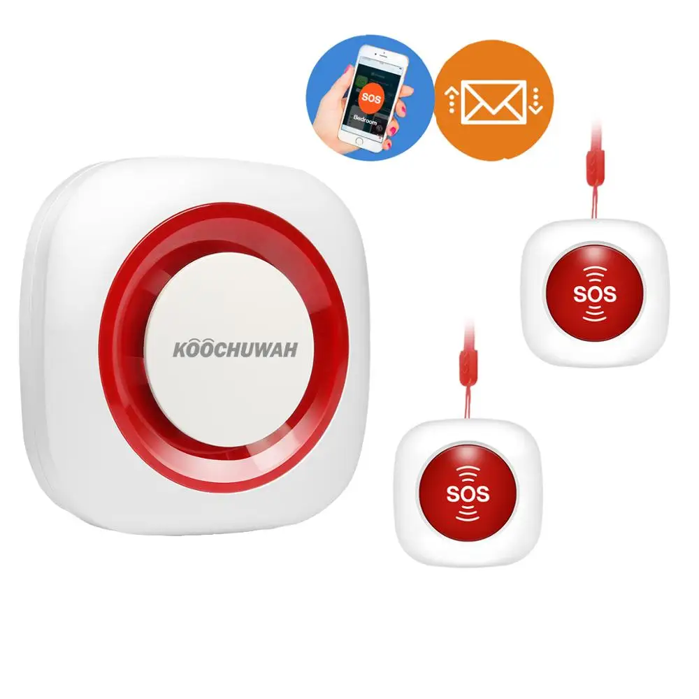 

KOOCHUWAH Smart Wireless SOS Alarm Mini GSM Signal SMS Alert Burgal Alarm with Panic Button for The Elderly/Pregnant/Patient