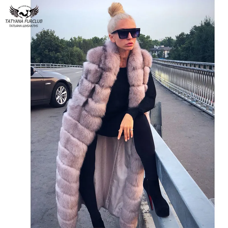 

Tatyana Furclub 2018 New Women Long Coat Winter Thick Warm Outwear Plus Size Fur Jacket High Street 130CM Parkas Coat Luxury