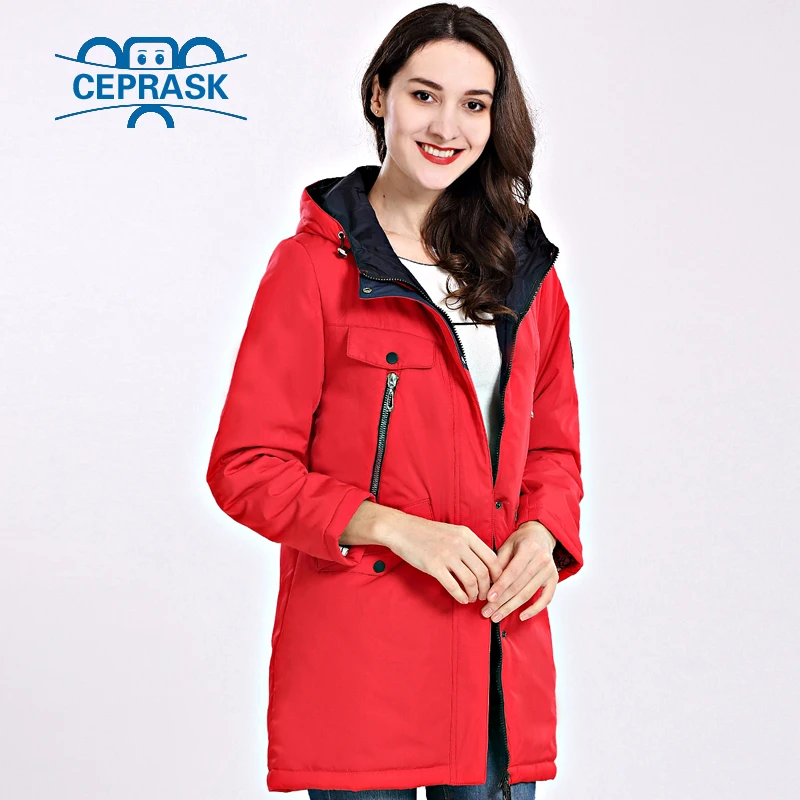 2018 Spring Autum New Women's Coat Windproof Thin Women Parka Long Plus Size Hooded High Quality Warm Cotton Jackets CEPRASK