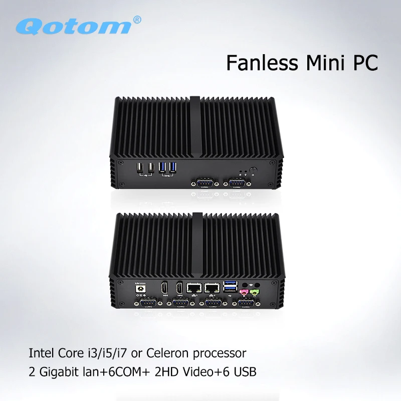 Мини компьютер QOTOM Core i5 celeron микро для opnsense без вентилятора тонкий клиент|thin client|mini
