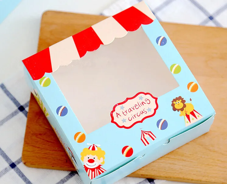 

Free shipping circus troupe transparent decoration cake cookie dessert box bakery package boxes favors supply