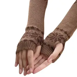 Для женщин зима-осень теплые перчатки со снежинками Клавиатура Утечки Палец Вязать Перчатки handschoenen Y50