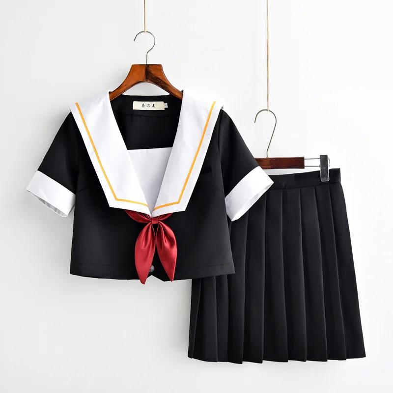 اليابانية زي مدرسي للفتيات بحار قمم + التعادل + تنورة البحرية نمط الطلاب الملابس ل فتاة زائد حجم الا المشجع الملابس