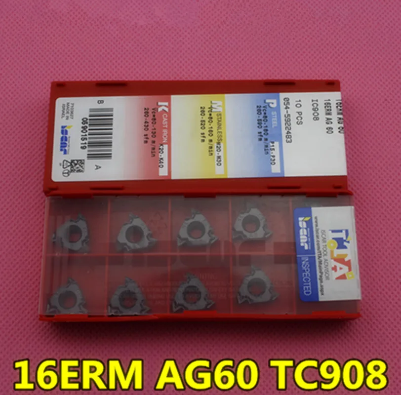 Iscar 16ERM AG60 IC908 ЧПУ 16ERM AG60 AG55 1 1,5 2 2,5 3 IC908 твердосплавные вставки для резьбы токарный станок с ЧПУ