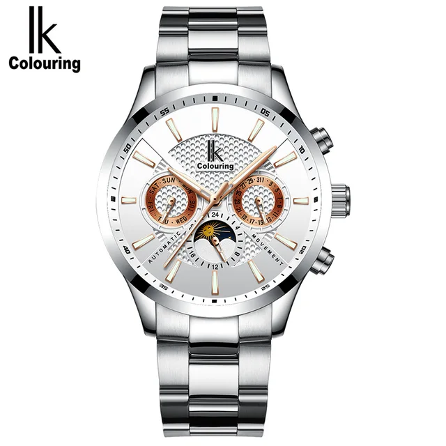 Skeleton Automatic Watch Men IK colouring Fashion Waterproof men watches Relogio Automatico Masculino Stainless Steel watchbands