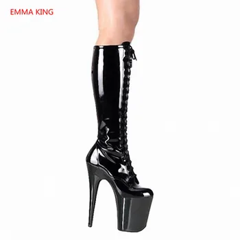 

Woman Long Boots Special Platform Heel New Fashion booties Autumn Winter party dress shoes 20cm Thin high-heeled female shoes