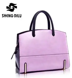 

Lady's 100% Genuine Leather Single Shoulder Bag Vintage Female Panelled Portable Bags Brief Colorful Tote Bag